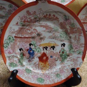 four hand painted Chinese plates